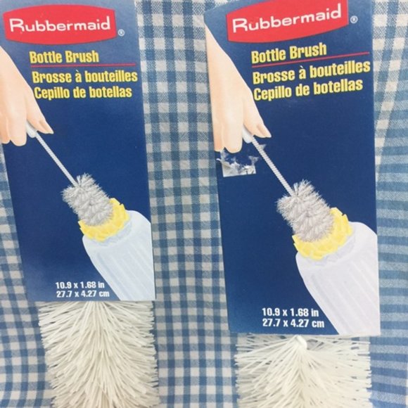 2 Rubbermaid G121 Bottle Brushes White Handles - Picture 3 of 7